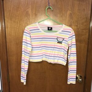 Lazy Oaf Striped Long Sleeve Crop Top